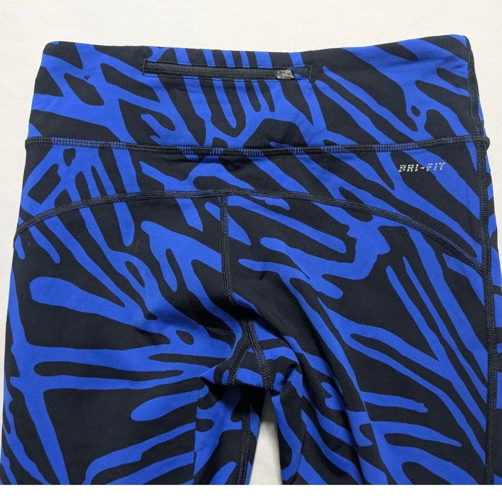Nike Running Dri-FIT Women Small Blue Black Abstract Print Leggings